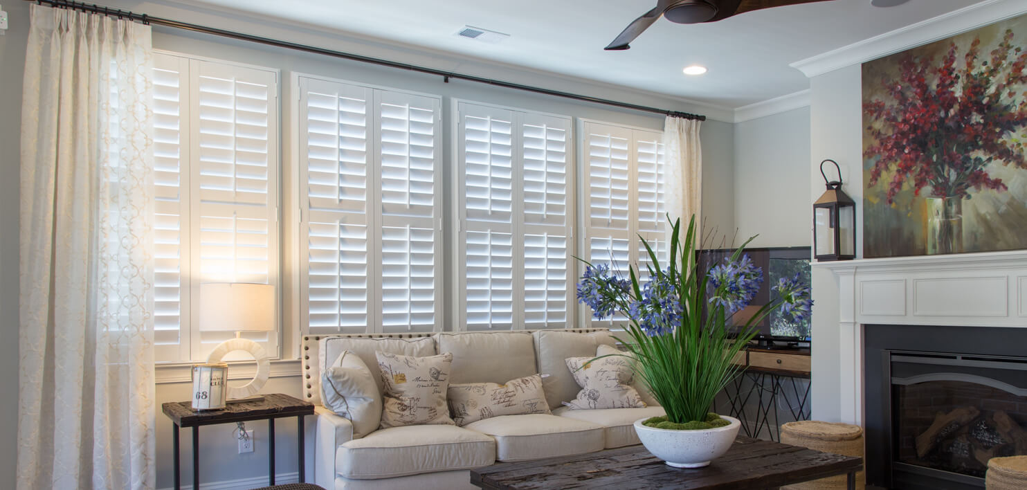 Planation shutters in a living room